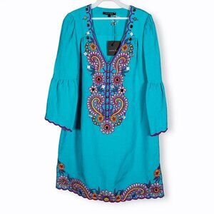 Nanette Lepore Forbidden Tunic Dress Style 19-4732 Teal Pink Size 4 NWT